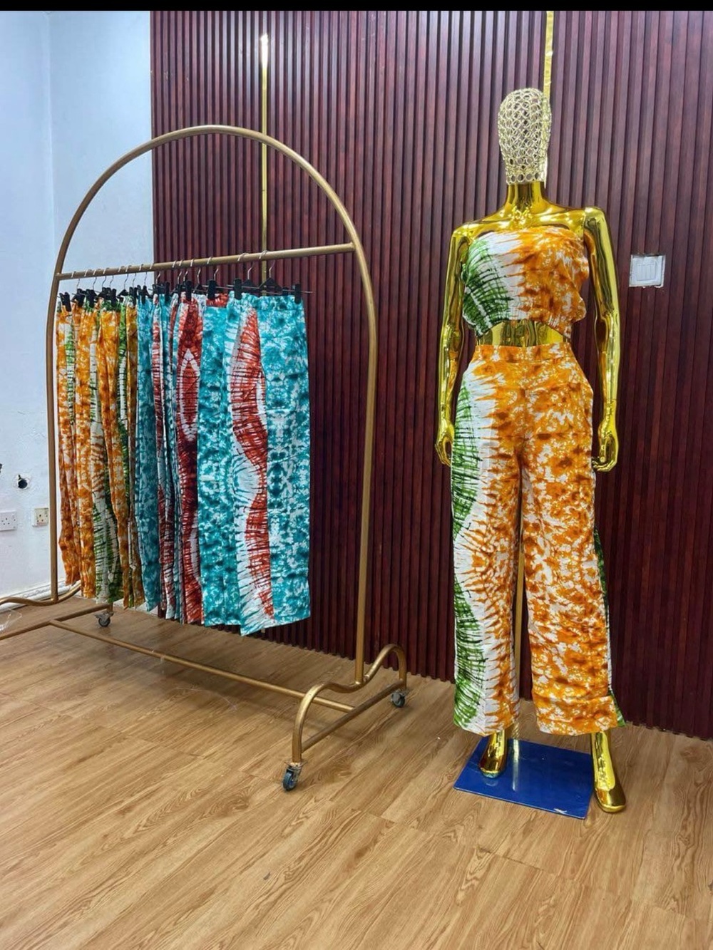 Tie-Dye Wide Leg Jumpsuit in Orange & Green